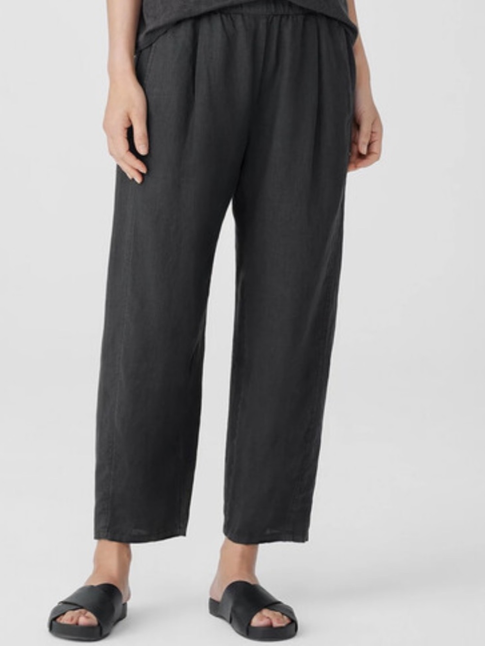 Eileen Fisher Black Organic Linen Pant